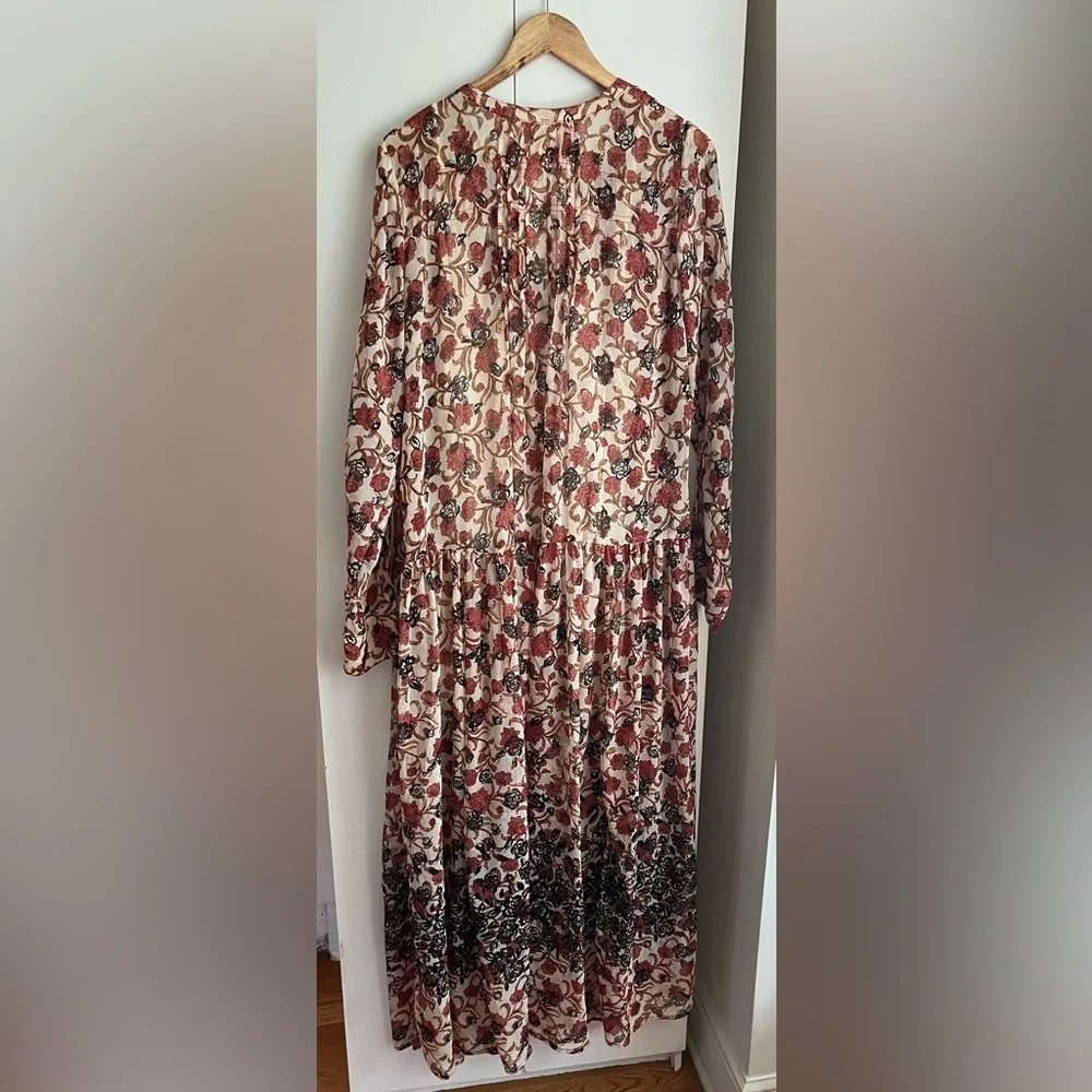 Free People Women’s See It Through Pleated Front Floral Maxi Dress Large NWT - Picture 13 of 16